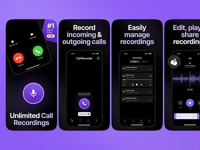Call Recorder App app appstore design mobile app screenshots ui uiux