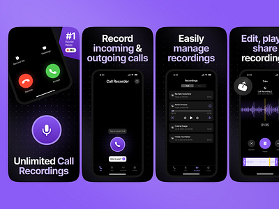 Call Recorder App app appstore design mobile app screenshots ui uiux