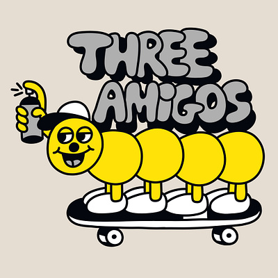 Three Amigos Skate Shop advertising animation branding character design character illustration gif graphic design illustration logo skate skateboarding sticker type typography
