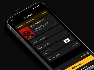 Cinema Payment page UI concept app design minimal ui