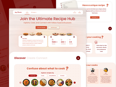 Community based recipe sharing platform website design figmaa landing page recipe platform ui ui design webdesign