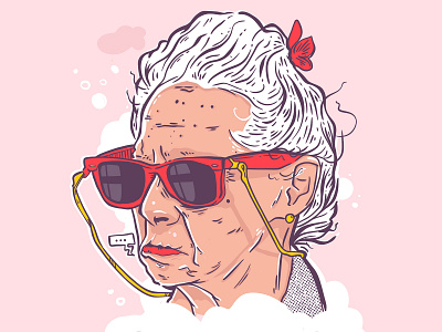 What's poppin' kiddo? earthworld editorial glasses grandma granny grumpy hip iampommes illustration old portrait procreate sunglasses woman