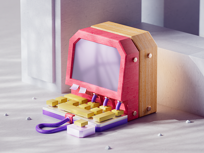 Computer c4d cinema 4d computer illustration isometric lowpoly product render