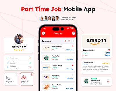 PartTimeJob Mobile App design illustration ui ux web