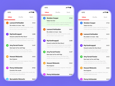 📧 Email Inbox Animation 🌟 alert animation app big bang theoru characters daily challenge dailyui desin email figma gif inbox ios kawping mobile motion motiondesign prototyping ui ux