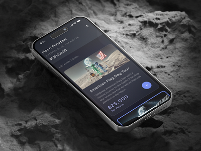 Travel to the Moon app application astro dark ui mobile moon travel ui