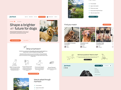 Breeder Website UX/UI Design dog breeding dog website dogs hand drawn illustrations landing page marketing page pastels website design website ux ui