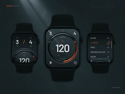 Metronome Watch App Concept 120bpm app apple watch dark layout design metronome metronome app mobile mobile device orange typography ui ux watch