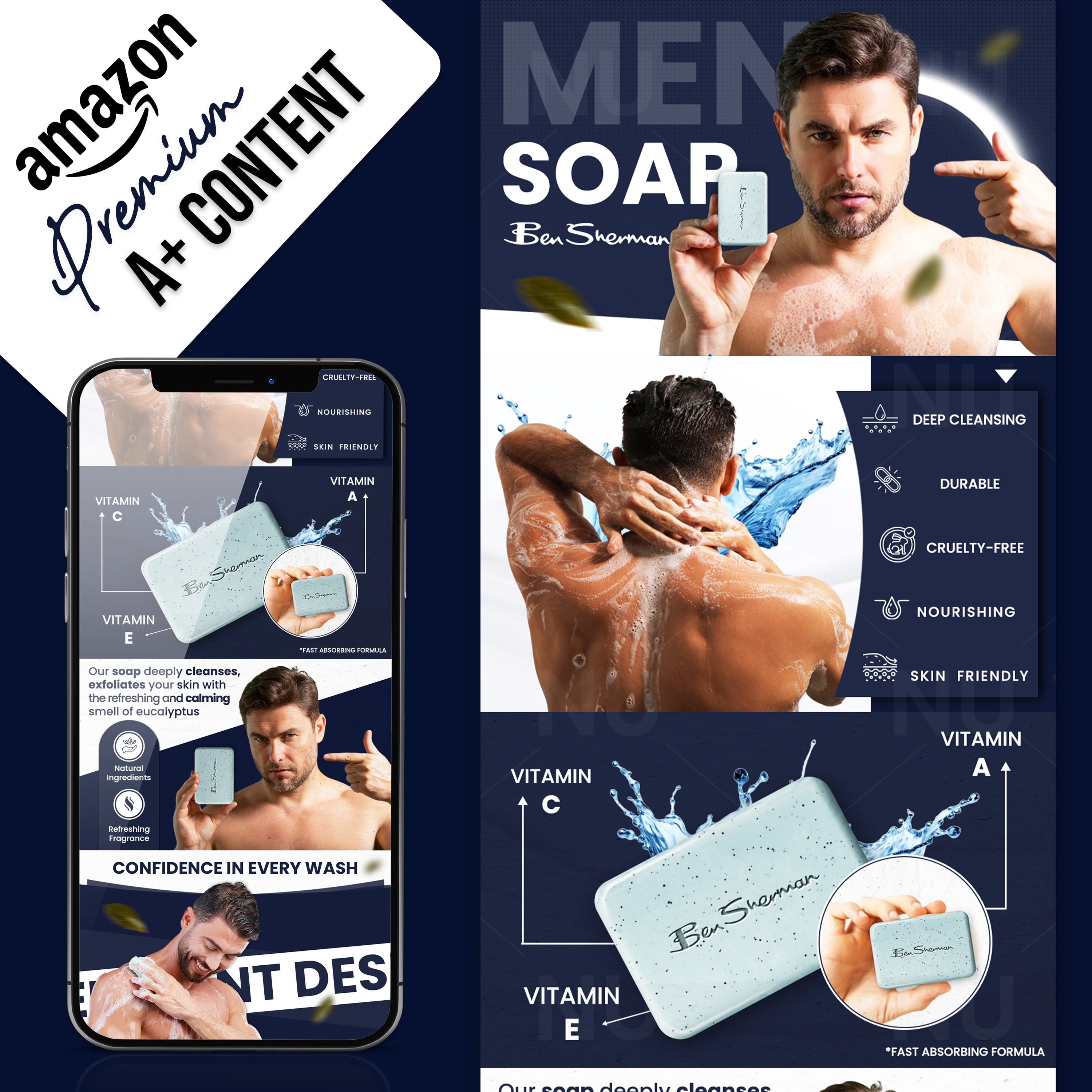 Premium Amazon || Men soap || A+ Content || Amazon amazon amazon a amazon a content amazon ebc design amazon product ebc deisgn enhance brand content graphic design image editing