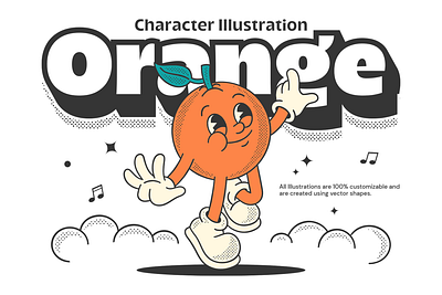 Orange Fun Illustration character illustration logo poster retro