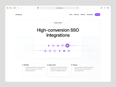 Integrations Page crypto crypto integrations crypto landing framer landing integration settings integrations integrations page landing page product design saas landing page slack sso sso page workflows
