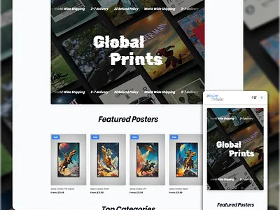 Global Prints E-commerce branding figma posters tailwindcss ui web design web development woocommerce