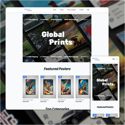 Global Prints E-commerce branding figma posters tailwindcss ui web design web development woocommerce