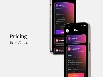 Pricing - Daily UI #030 daily ui figma mobile app design plan plans premium price pricing ui ui design uiux uiux design