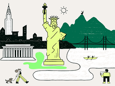 Monuments archtecture cartoon character city cityscape design doodle flat green illustration liberty minimal monuments simple texture ui vector