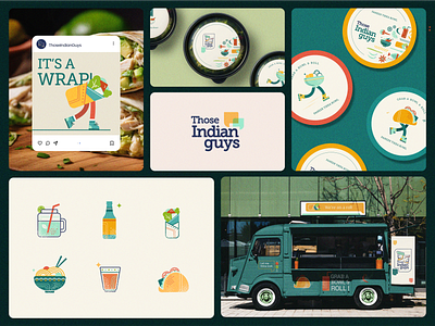 Illustrations for Those Indian Guys branding characters colourfull food food branding food illustartion graphic design iconography icons illustration india indian food menu design packaging shapes stickers street food visual visual branding web