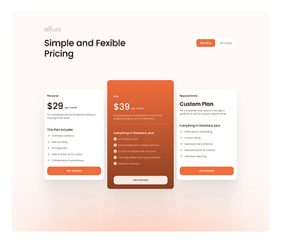 allure Pricing Design animation app blur branding design designsystem figma graphic design illustration logo paywall premium pricing shadow ui ux vector web webdesign