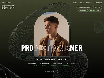 Jansen Morris — Portfolio Website 3d branding design figma graphic design portfolio ui ux