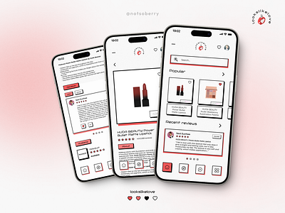 Looks Like Love — beauty review app (2023) app beauty beauty review branding design graphic design home screen makeup product screen review ui uiux ux