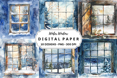 Watercolor Winter Window Background tumbler wrap