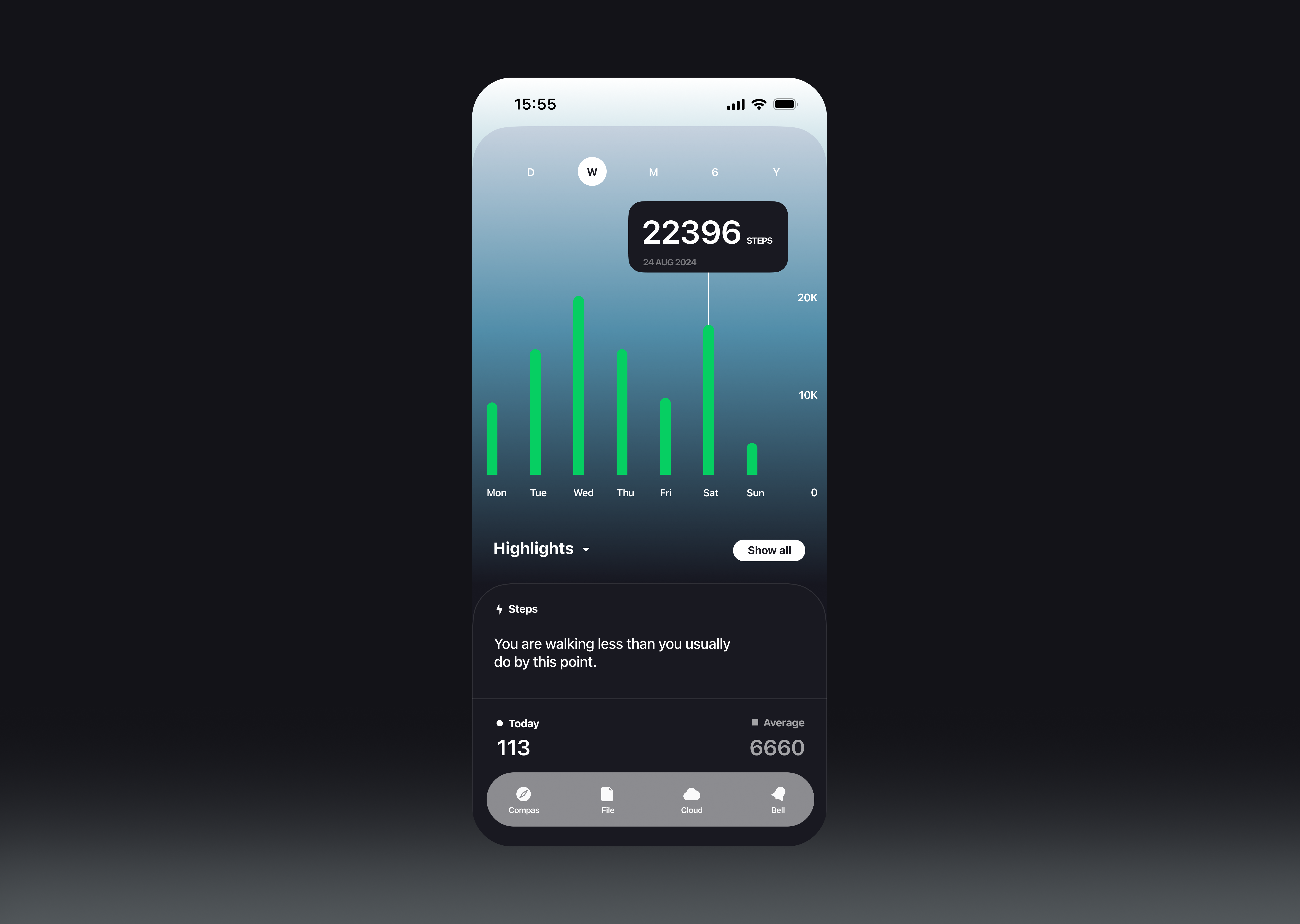 steps – health app ios app design graph health interaction ios mobile stats ui ux