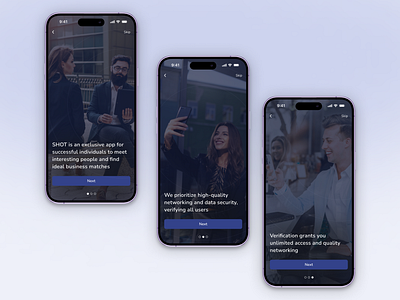 SHOT - Business Networking App | Onboarding application daily ui design mobile design networking onboarding product design sign in social media ui ui trends ux welcome screen