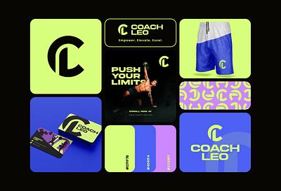 Coach Leo branding coaching logo social media post sport visit cards