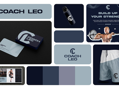 Coach Leo branding coaching logo social media post sport visit cards