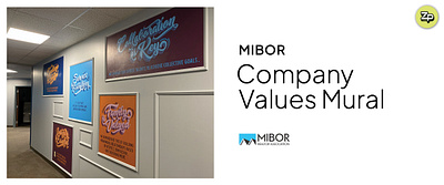 MIBOR Company Values Mural environmental graphcs hand lettering mural typography