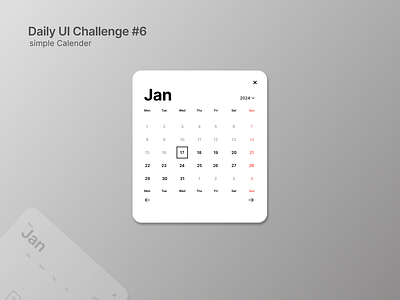 Simple Calender Ui Design design product design ui ux