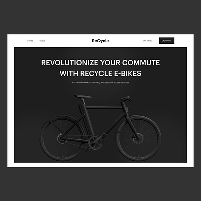 RECYCLE - E-BIKE WEBSITE bikes brand company design design challenge graphic design landing page motorcycle ui ui design uiux uiux design website website design