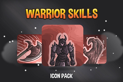 Warrior Skills Vector Icon Pack 2d art asset assets fantasy game game assets gamedev icon icone icons illustration indie indie game mmorpg rpg skill skills ui warrior