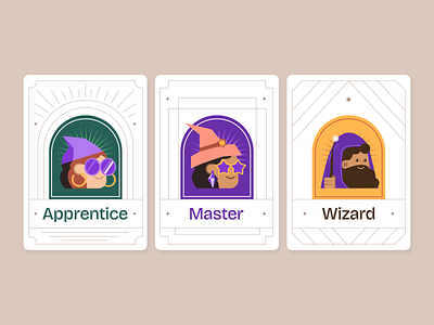 Magic Tarot Cards alchemy apprentice badge cards character colourful geometric graphic design illustration levels magic product icons sticker tarot tarot cards visual design wizard