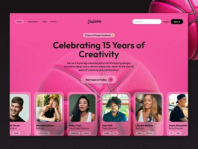 Dribbble 15th Anniversary Landing Page 15th anniversary anniversary celebrate dribbble herosection landing page logo ui ui design ux ux design web design