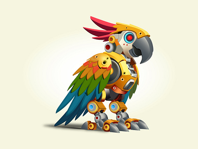 A character design for 2.5D game development 2.5d game development creative sketch dharma dharma raj lama hyaanglaa illustration parrot and robot combination sketch vector