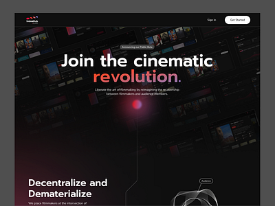 IndeeHub Landing Page - Film Streaming Site 3d animation branding figma graphic design logo motion graphics ui