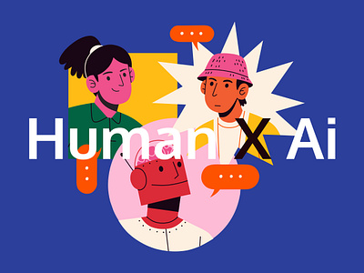 Human X AI - Free vector illustrations ai ai solutions artificial intelligence free asset free illustration illustration robot vector illustration