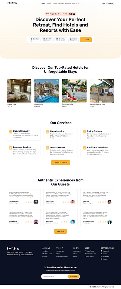 SwiftStay designer landingpage ui ui design uiux user experience user interface ux design web designing