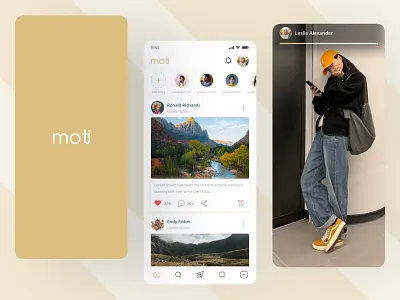 Moti Social Media App animation app design instagram messenger minimal mobile app design mobile layout snapchat social media tiktok tinder ui