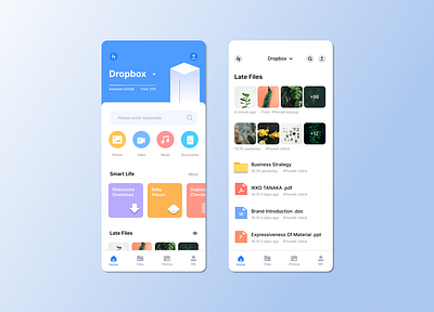 Graphical User Interface for Android File Management 📁📱 branding design dropbox figma graphic design illustration logo ui ux vector