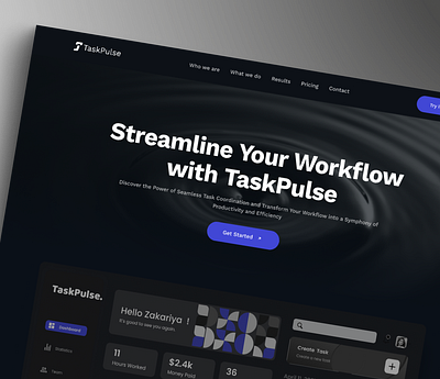 TaskPulse - Task flow management web design interface landingpage product design task task management ui uiux ux web web design website website design workflow workflow management