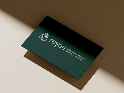 Green Business Card for Therapist abstract brand identity branding business business card dark green flower flower logo flower symbol graphic design green logo logo design mindfulness serif small business symbol therapy logo wordmark