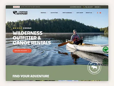 The Portage Outpost Website adventure angles animation bright colors canoeing green interaction interactive modern muskoka outdoor outfitter rugged ui ux website design wilderness