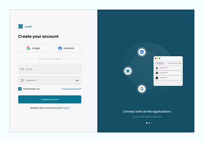 truxIT Sign up Page product design ui ux design web design
