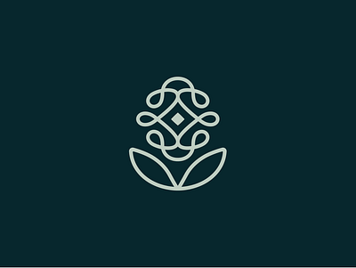 Dark Green Abstract Flower Logo abstract flower brand brand identity branding dark dark green design flower flower illustration flower logo logo logo design logo designer minimal logo plant plant illustration plant logo visual identity