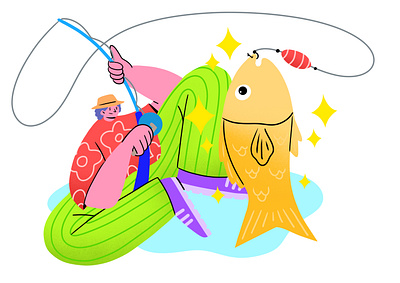Fish Finder adobe color design fish fishing graphic design illustration landingpage pastel ui ux vector vibrant