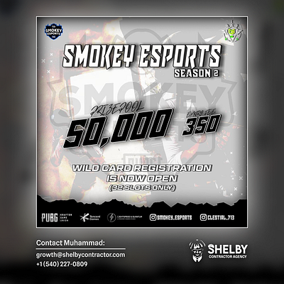 PUBGM Tournament Poster for Smokey Esports adobe photoshop branding esports gaming graphic design logo poster ps pubg pubg mobile