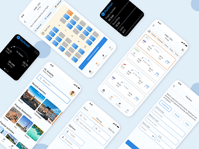 SkySmart: Mobile and smartwatch app designs app design flight booking app mobile design mobile first design smartwatch app design ui ux