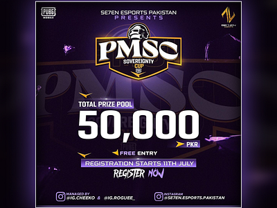 PMSC PUBGM Tournament Poster for Se7en Esports adobe branding design esports gaming graphic design illustration logo mobile gaming photoshop poster pubg pubgm