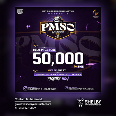 PMSC PUBGM Tournament Poster for Se7en Esports adobe branding design esports gaming graphic design illustration logo mobile gaming photoshop poster pubg pubgm